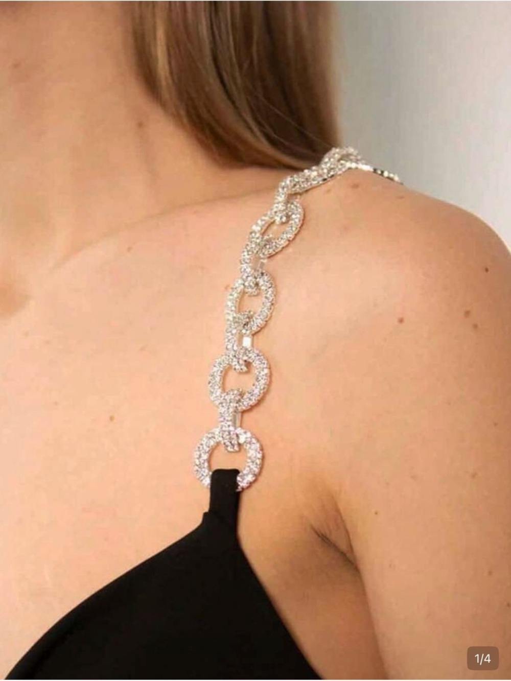 Crystal Link Shoulder Chain Strap for Women - Silver